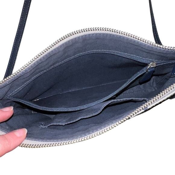 Fossil Dawson Polka Dot Crossbody Bag Purse Gray Navy Mustard Adjustable Strap - Picture 15 of 16